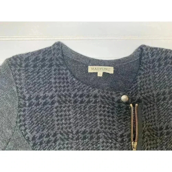 Maryline Cardigan Sweater Jacket Wool Blend Italy Gray Zip Small - Picture 2 of 3